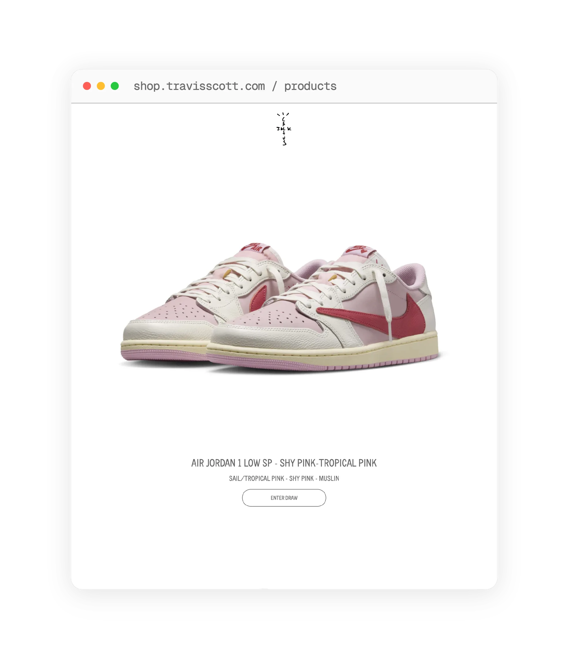 Product page with Enter Draw button