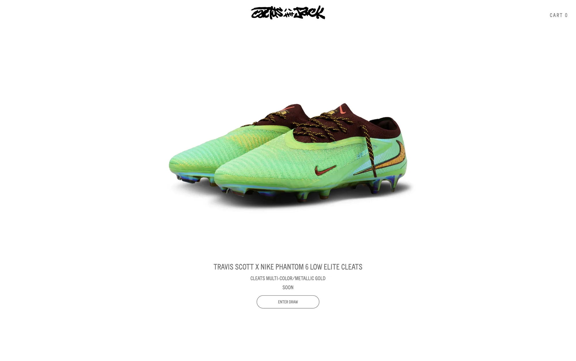 Cactus Jack product page, Travis Scott x Nike Phantom 6 Low Elite Cleats