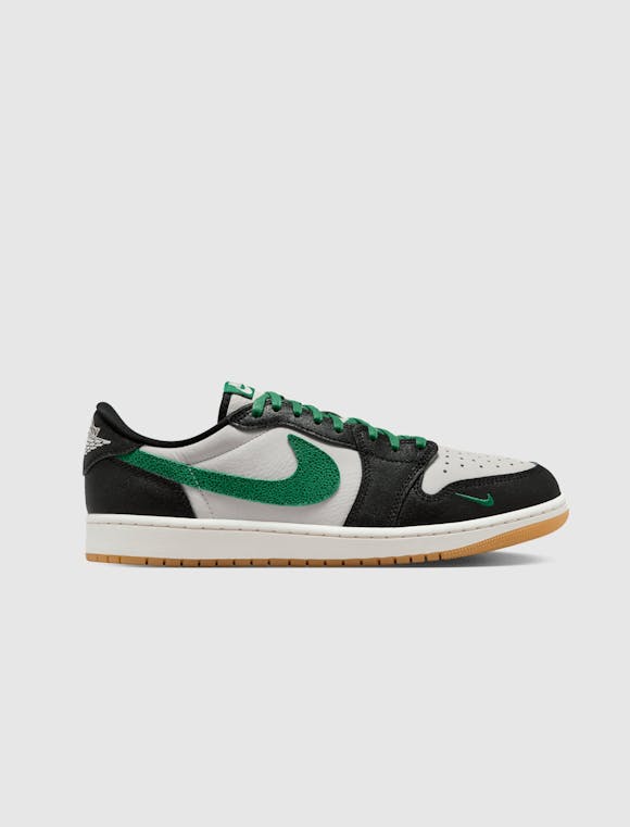 Air Jordan 1 Low Retro OG Phantom and Pine Green on the Social Status RunFair launch page