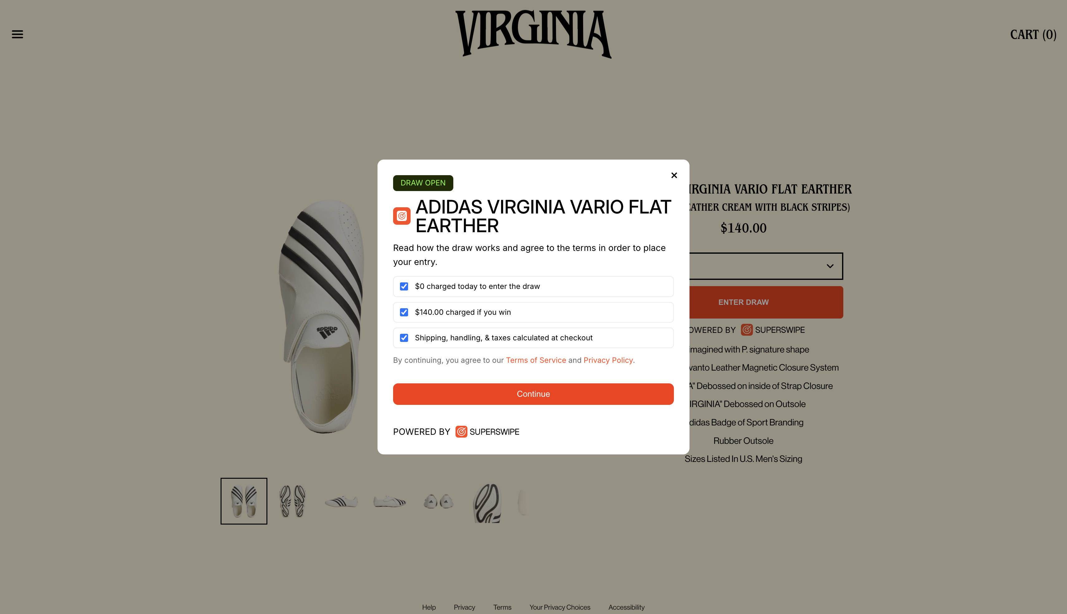 Draw terms modal